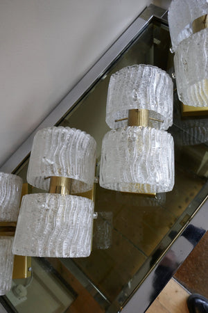 X Set of Four Glass and Brass Wall Lights
