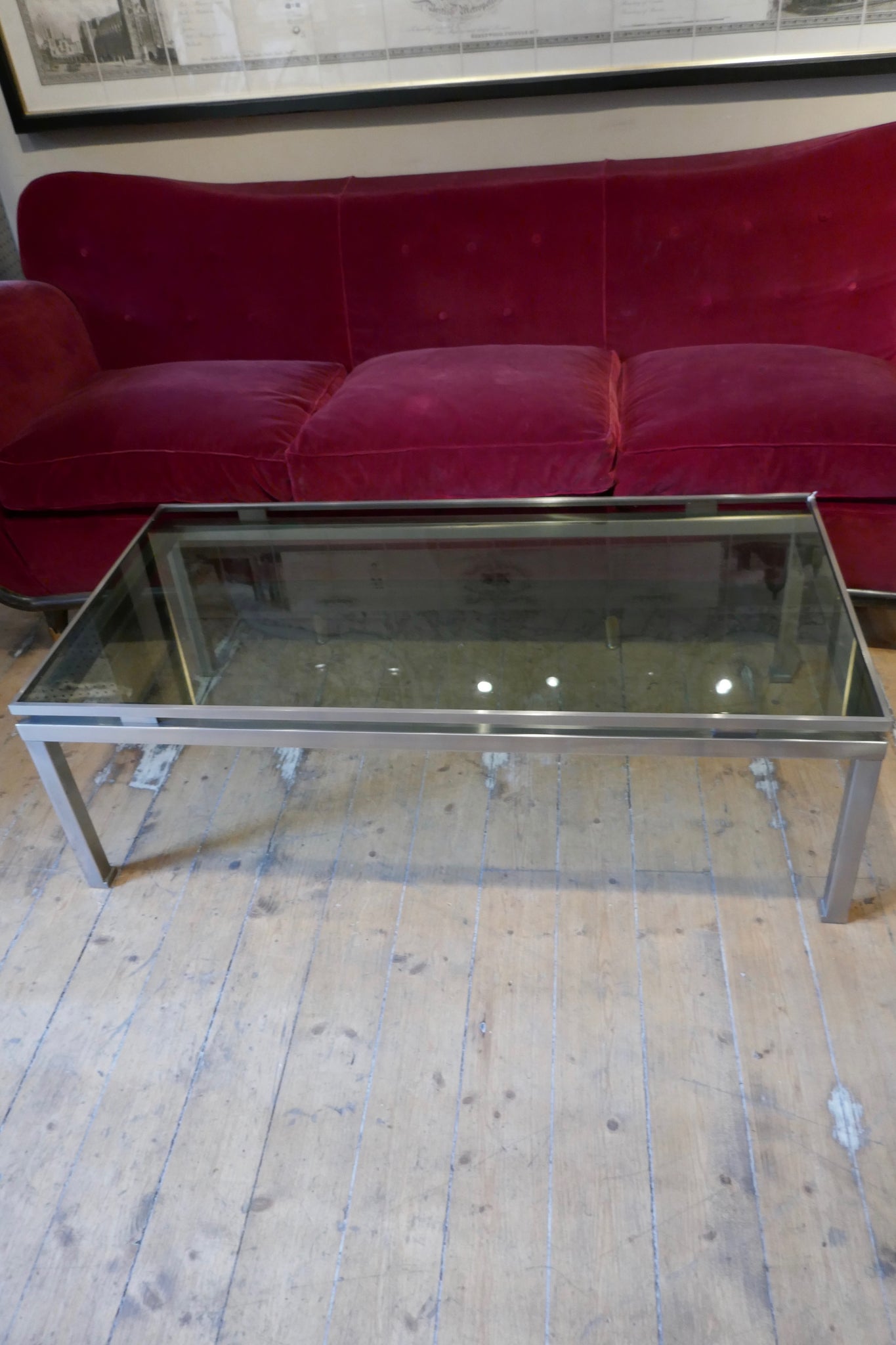 A Guy Lefevre steel coffee table . French circa 1970