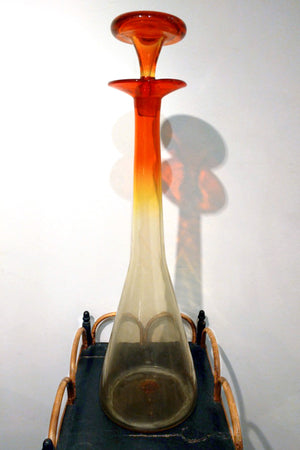 American 1970's  Blenko  Orange and Yellow Glass decanter .