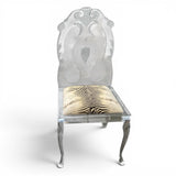Set of four rare vintage Italian perspex chairs  with faux zebra skin seats.