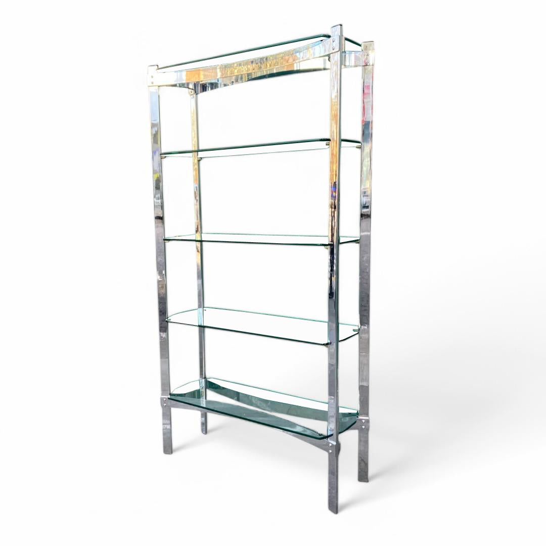 1970's Merrow associates chrome shelving unit.