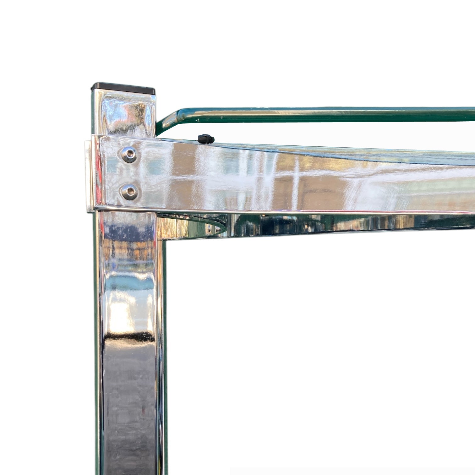 1970's Merrow associates chrome shelving unit.