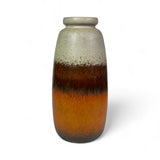 Large West German ceramic vase with orange and brown banded glazes.