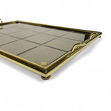 Decorative 1970's Italian tray with brass frame and decorative glass base.