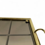 Decorative 1970's Italian tray with brass frame and decorative glass base.