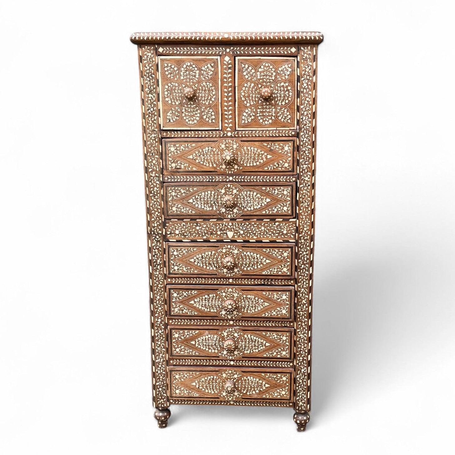 Early twentieth century  Anglo Indian tall chest of drawers .