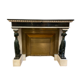 Striking French mid century fireplace flanked by two greyhounds.