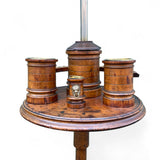 Edwardian gentleman smokers set  and table on turned wooden lamp.