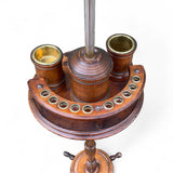 Edwardian gentleman smokers set  and table on turned wooden lamp.