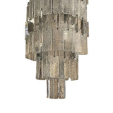 Large and unusual 1970's Murano chandelier with tiered glass and metal drops.