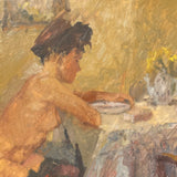 Charming french painting of a scantily dressed lady .