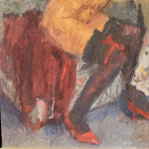 Charming french painting of a scantily dressed lady .