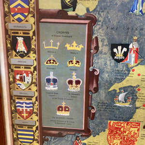 Original Framed Vintage Map of Royal Britain Circa 1967.