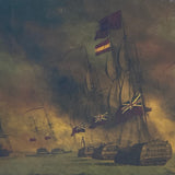 Large reverse glass maritime picture of the british fleet.