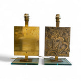 Pair of unusual Bronze Italian table lamps .
