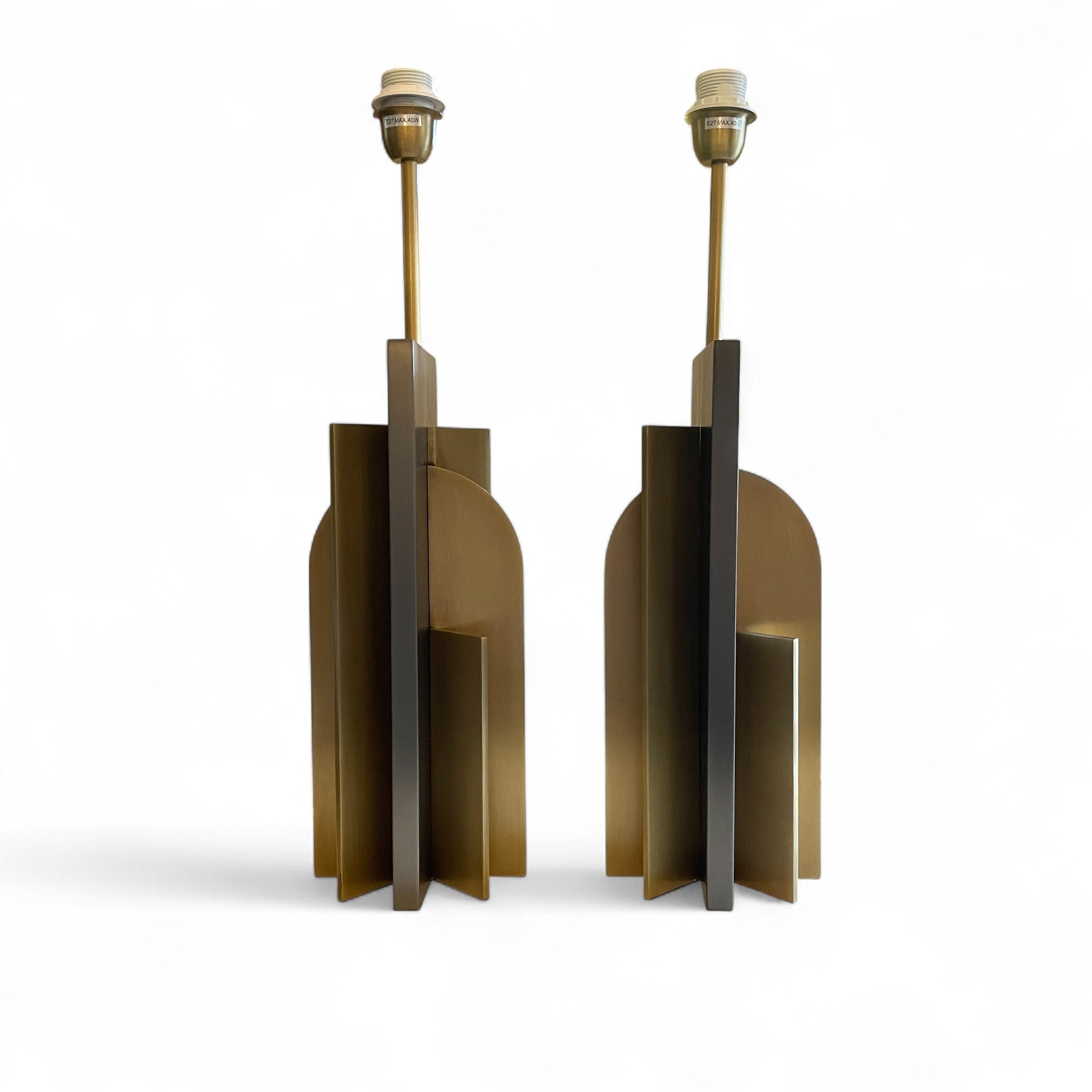 Large pair of  substantial steel and bronze Icon lamps .