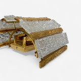 Decorative pair of 1970's gilt metal and glass wall lights .