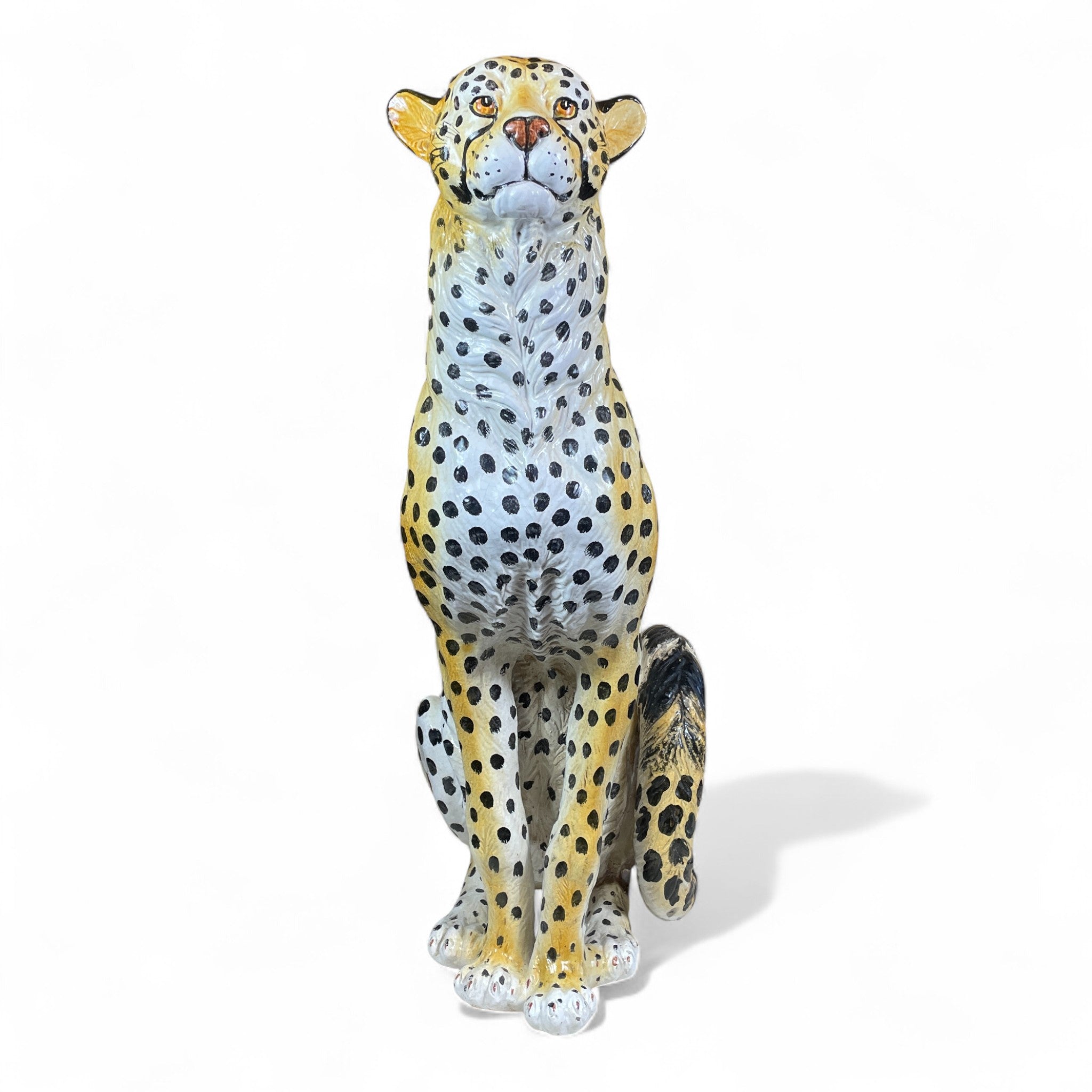 Extra large hand modelled Italian ceramic Cheetah.