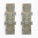 Large Murano glass and brass wall lamps in the brutalist style.