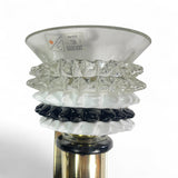 Pair of black and white glass Murano wall lights by Barovier and Tosso.