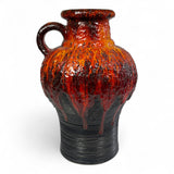 Large 1960's ceramic 'Fat lava' vase with side handle .