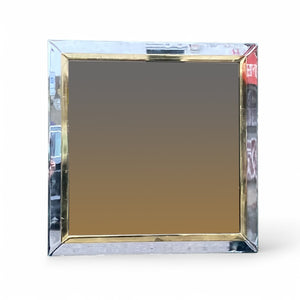 1970's  Chrome and Brass framed mirror.