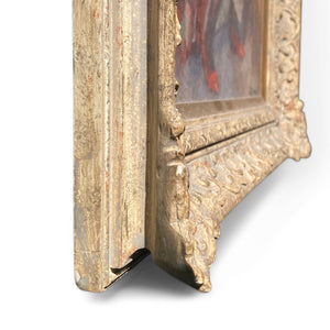 Charming french painting of a scantily dressed lady .
