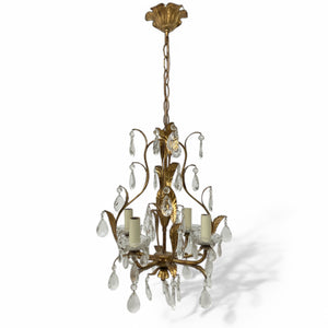 Decorative Italian gilt metal chandelier .
