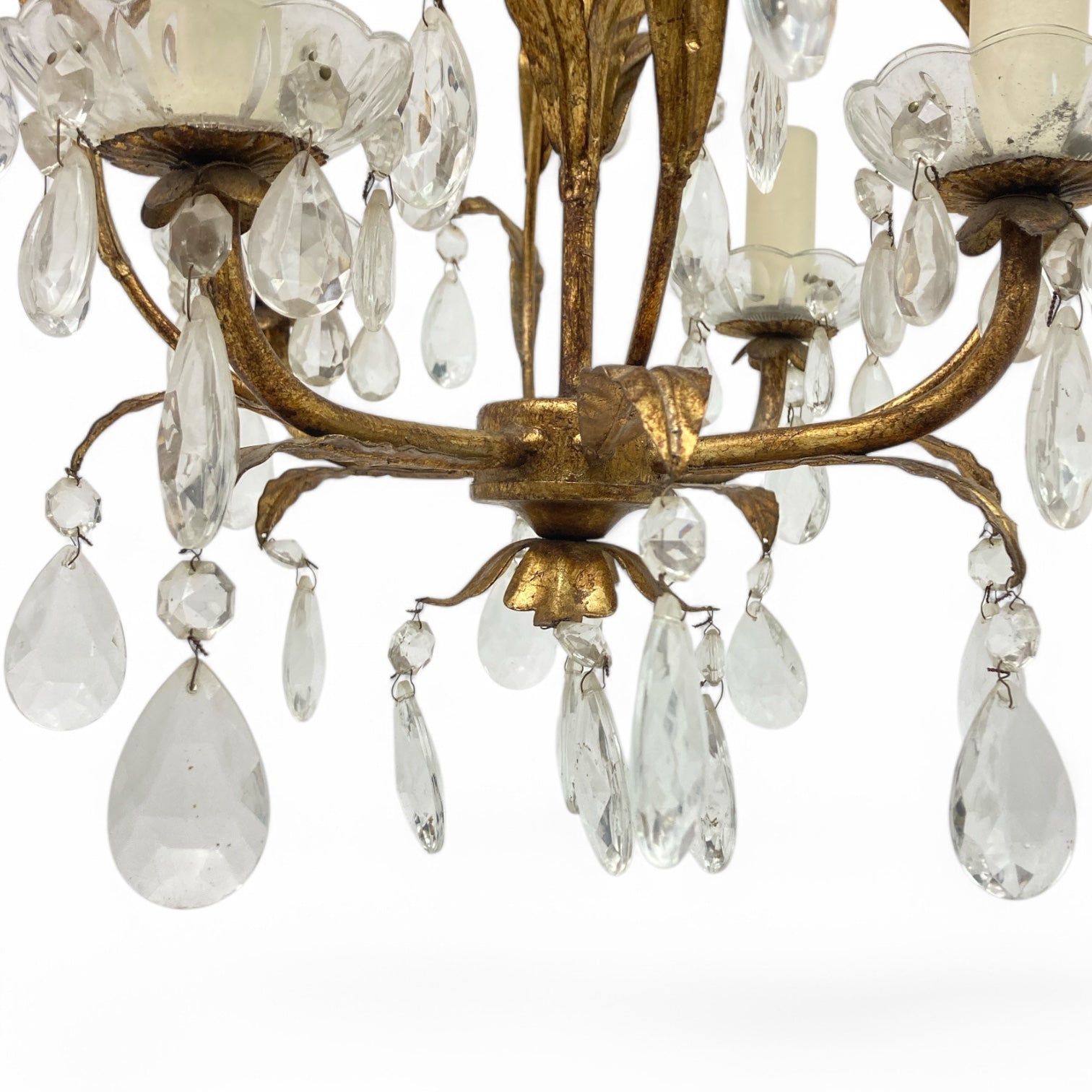 Decorative Italian gilt metal chandelier .