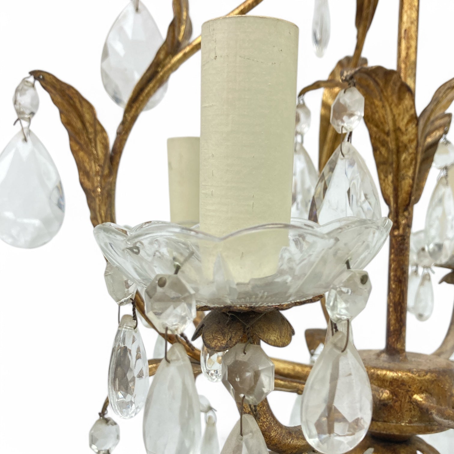 Decorative Italian gilt metal chandelier .
