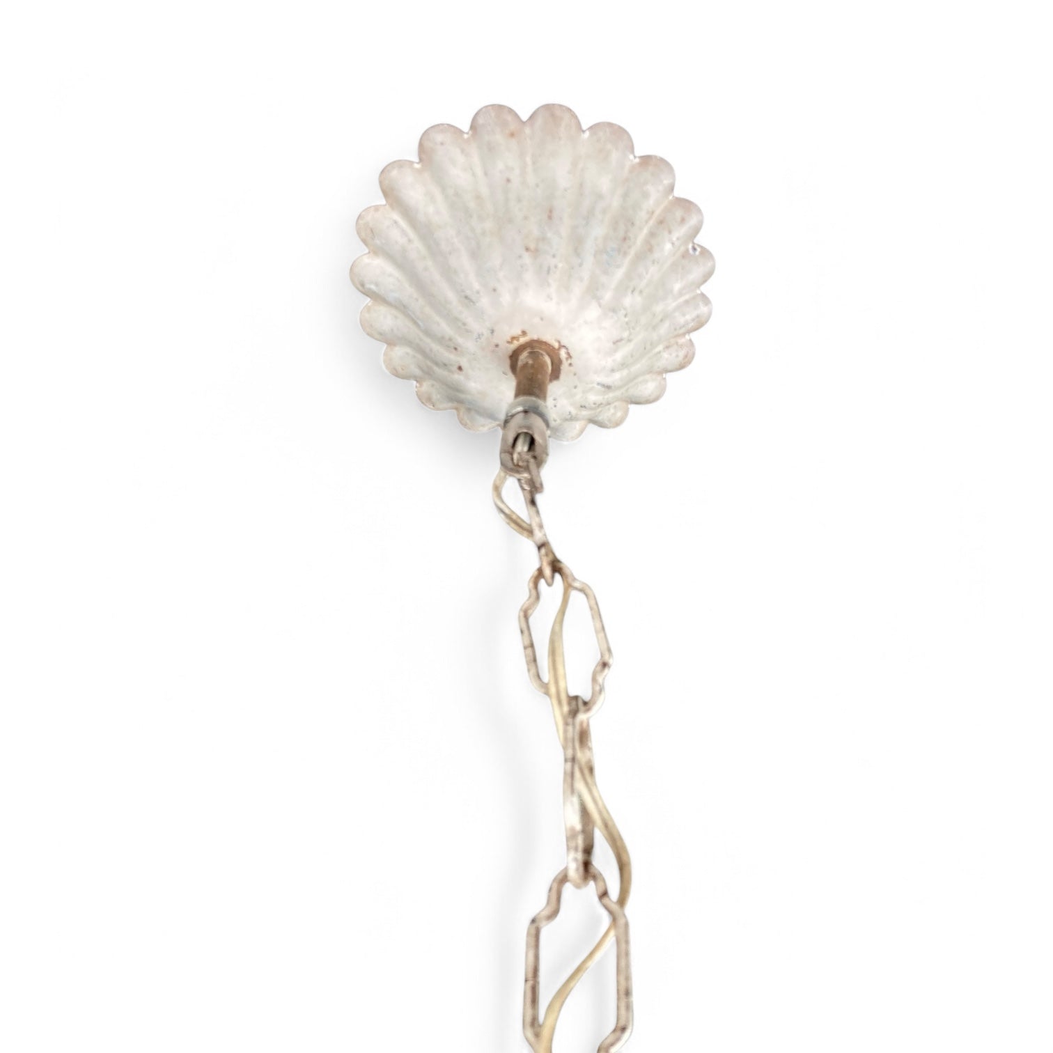Vintage Italian tole chandelier with painted lilies and foliage.