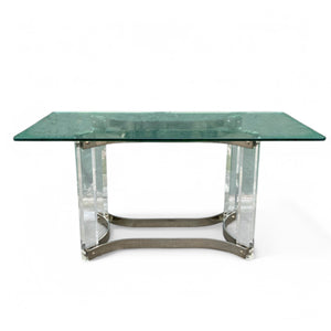 Italian 1970 perspex and glass dinning table with chrome metalwork .