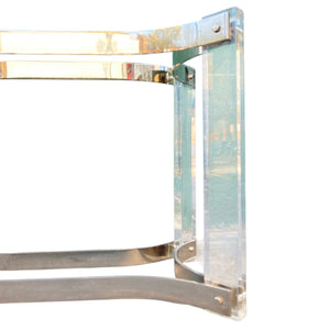 Italian 1970 perspex and glass dinning table with chrome metalwork .