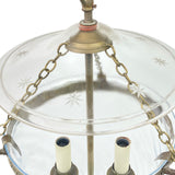 Hundi lantern with etched glass body and brass 3 light fitting.