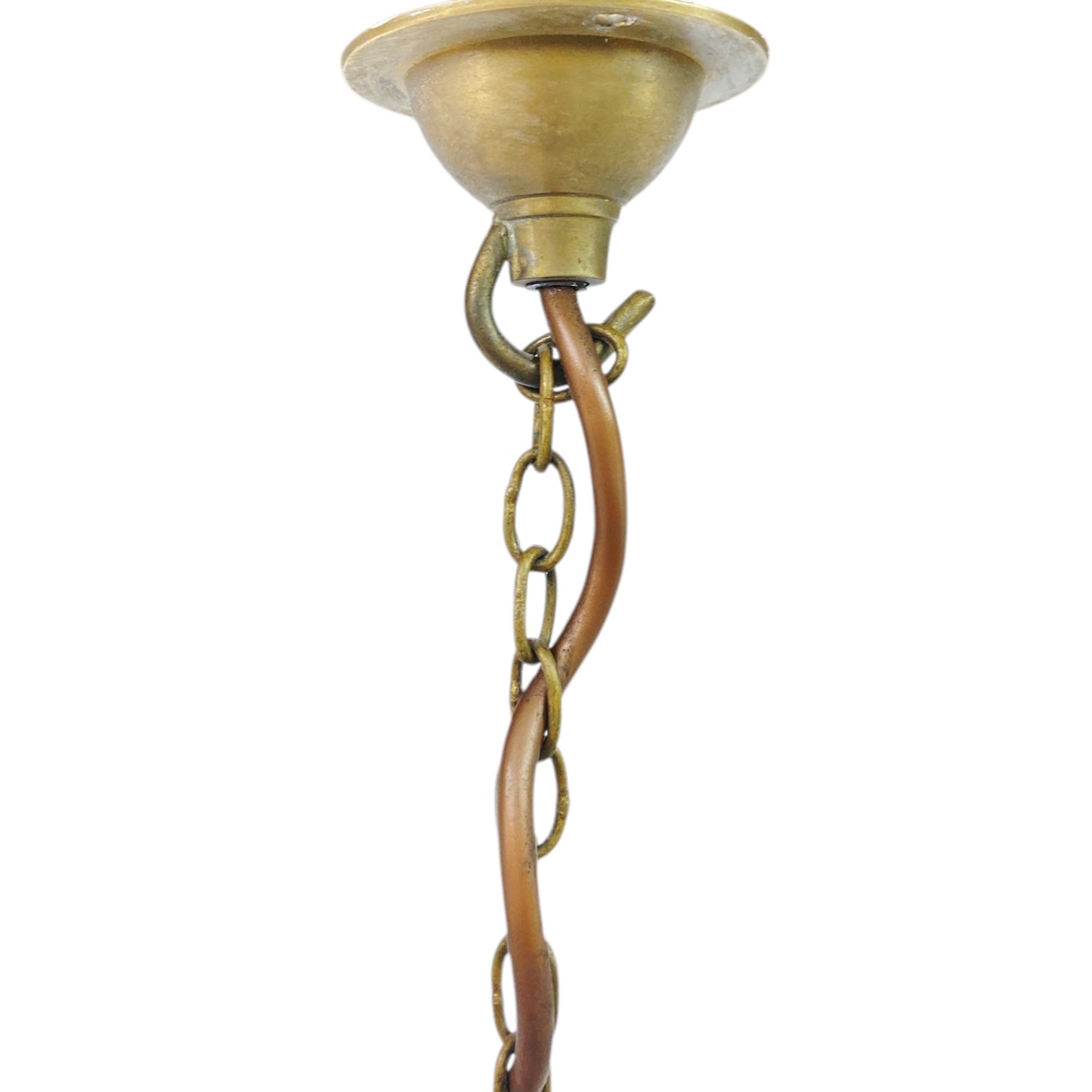Hundi lantern with etched glass body and brass 3 light fitting.
