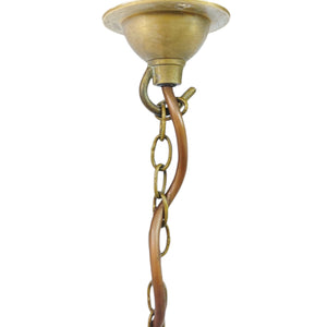 Hundi lantern with etched glass body and brass 3 light fitting.