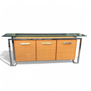 Original 1970's Pieff Rattan and chrome sideboard.
