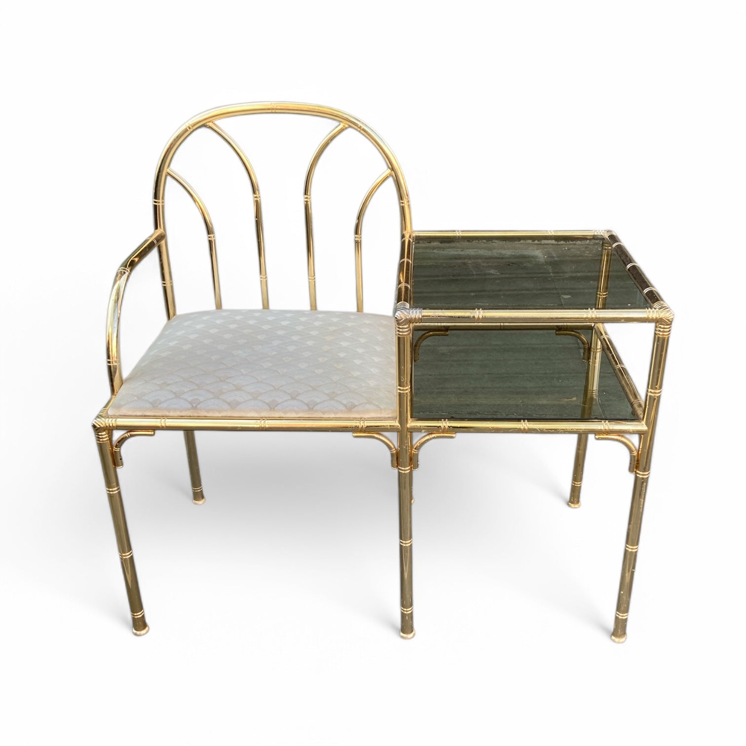 1970's Italian brass telephone table and seat.
