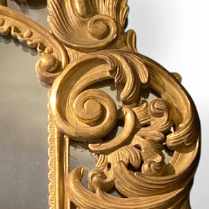 Large and impressive 19th century carved wood mirror .