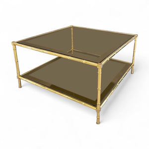 Brass 1960's two tier coffee table in the style of Adnet.
