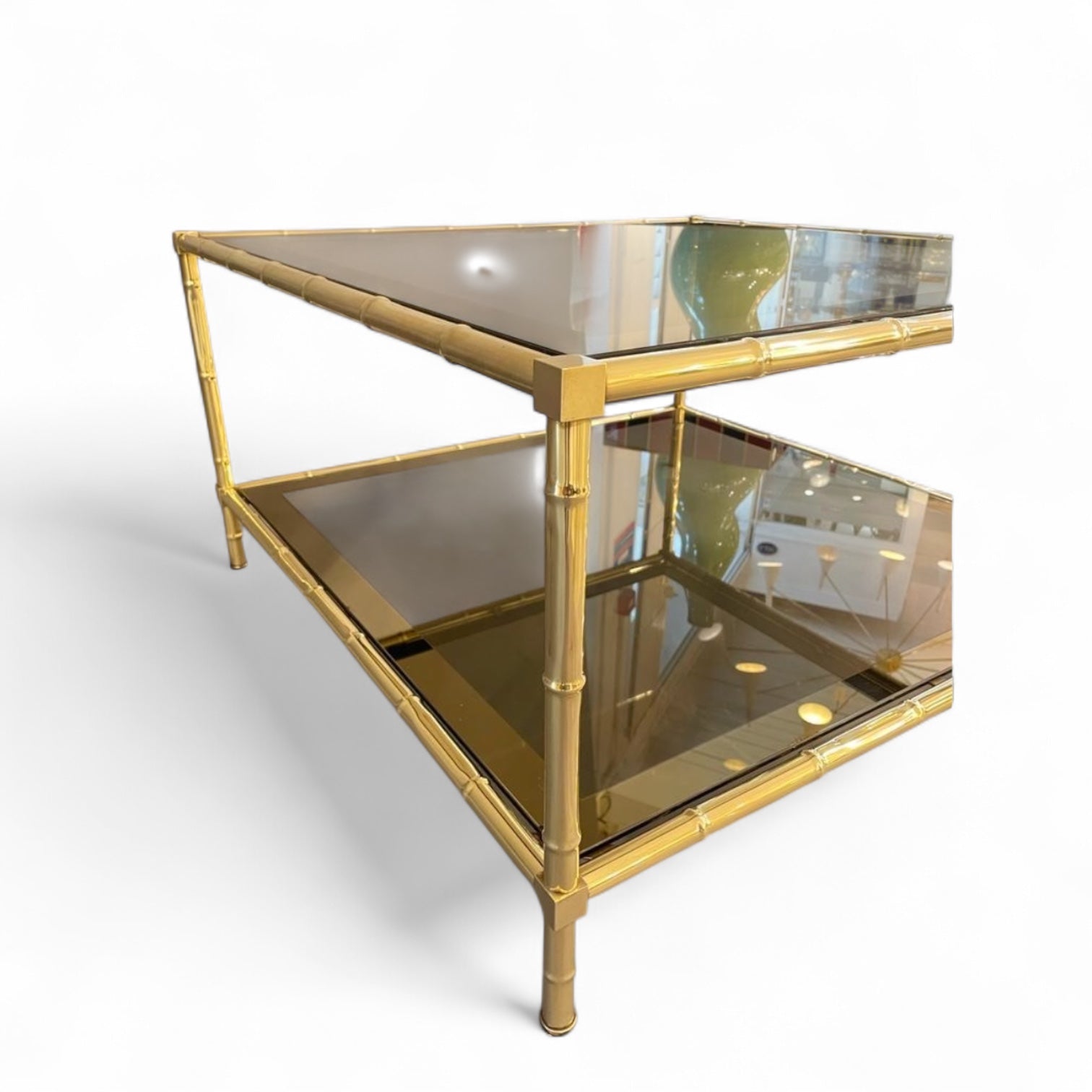 Brass 1960's two tier coffee table in the style of Adnet.