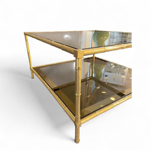 Brass 1960's two tier coffee table in the style of Adnet.