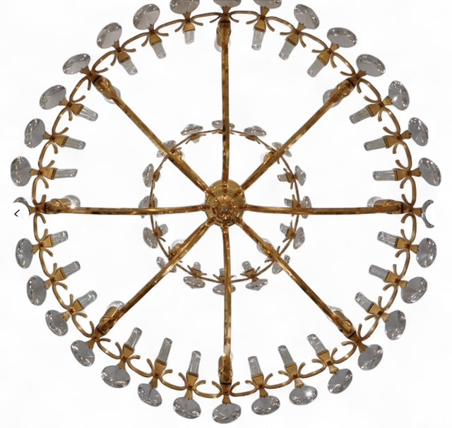 Large 1970's Gilt metal chandelier by Gaetano Sciolari .