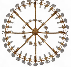 Large 1970's Gilt metal chandelier by Gaetano Sciolari .