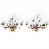 Large pair of early twentieth century Italian  gilt metal wall lights.