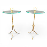 Decorative pair of french Faux bamboo side tables .
