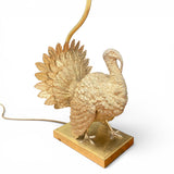 Pair of large gilt metal lamps modelled as turkeys.