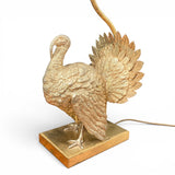 Pair of large gilt metal lamps modelled as turkeys.