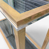 1970's two tier Bronze console with chrome detail.