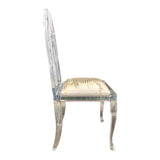 Set of four rare vintage Italian perspex chairs  with faux zebra skin seats.
